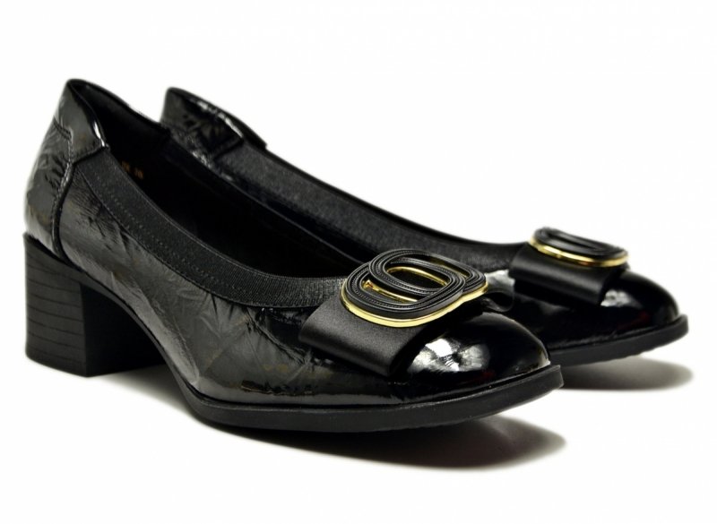 Czółenka czarne 38 skóra FILIPPO 6960 skórzane lakier półb