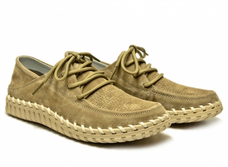 Półbuty mokasyny damskie beżowe 37 skóra FILIPPO 7692 skórzane zamsz sznurowane