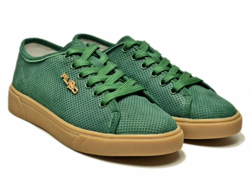 Półbuty sneakersy zielone 39 skóra FILIPPO 7666 skórzane zamsz ażurowane