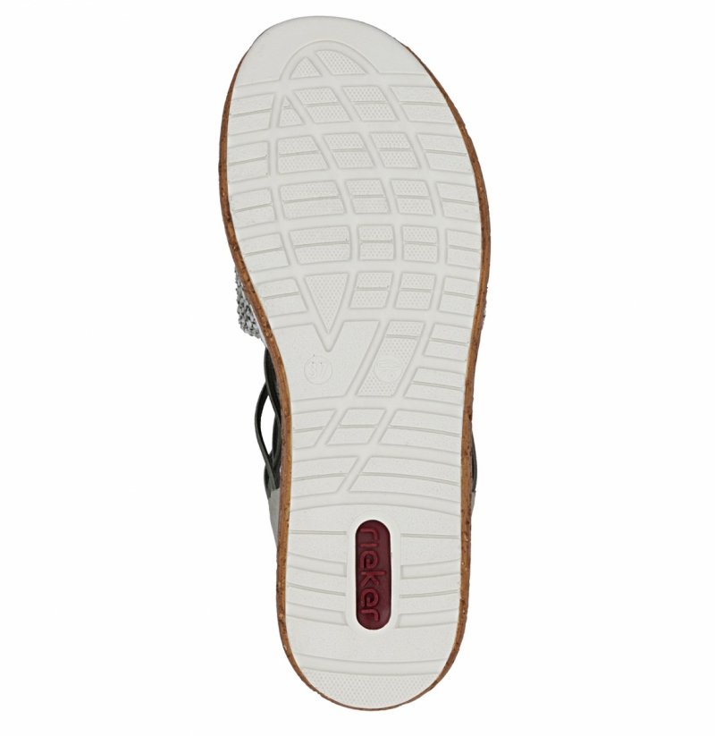 Sandałki damskie 39 RIEKER 62741 zielone na koturnie platformie