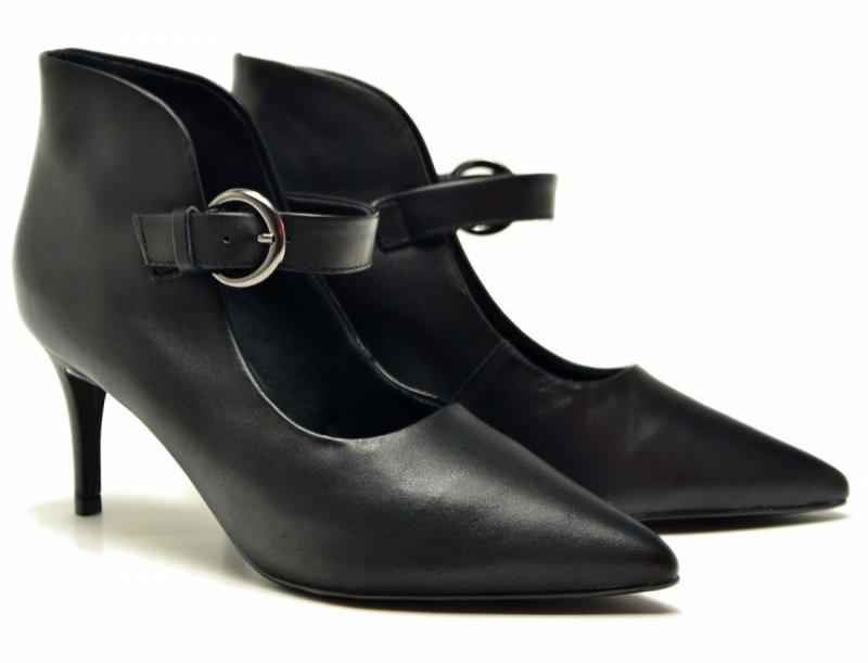 Czółenka 41 szpilki BOTTERO skóra czarne skórzane 