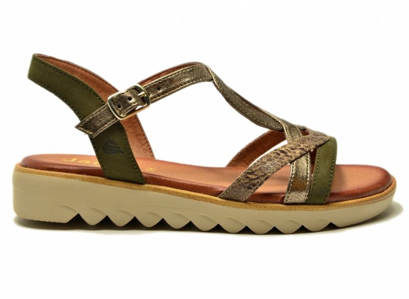 Sandały zielone 37 JANA 28278 sandałki złote płaskie oliwkowe