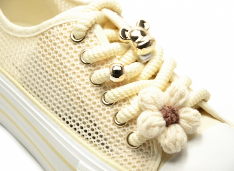 Trampki beżowe kremowe 37 FILIPPO 7855 ażurowane półbuty 