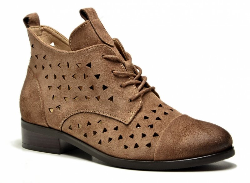 Botki 37 beżowe VINCEZA 58620 ażurowane zamsz beż damskie