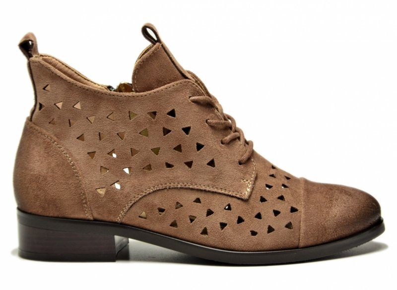 Botki 36 beżowe VINCEZA 58620 ażurowane zamsz beż damskie