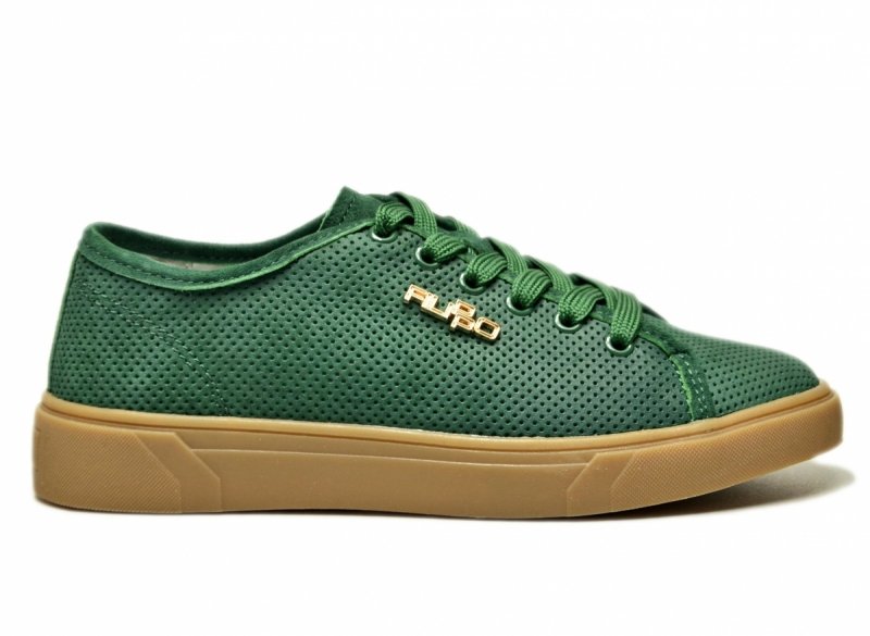 Półbuty sneakersy zielone 38 skóra FILIPPO 7666 skórzane zamsz ażurowane