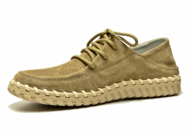 Półbuty mokasyny damskie beżowe 37 skóra FILIPPO 7692 skórzane zamsz sznurowane