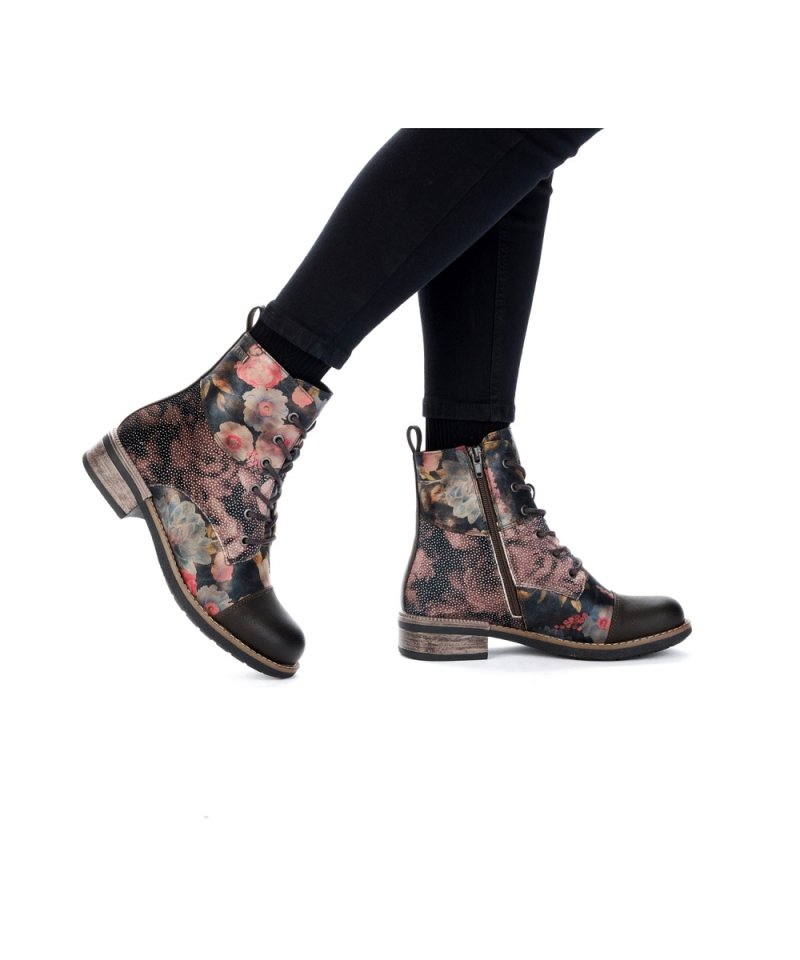 BOTKI 38 RIEKER 94611 damskie brązowe płaskie kolorowe TEX ocieplane