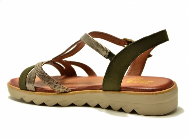 Sandały zielone 37 JANA 28278 sandałki złote płaskie oliwkowe