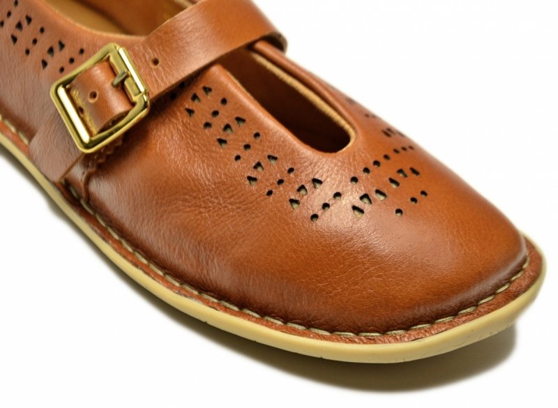 Półbuty damskie camel 40 skóra ANDACCO 6264 skórzane na pasek