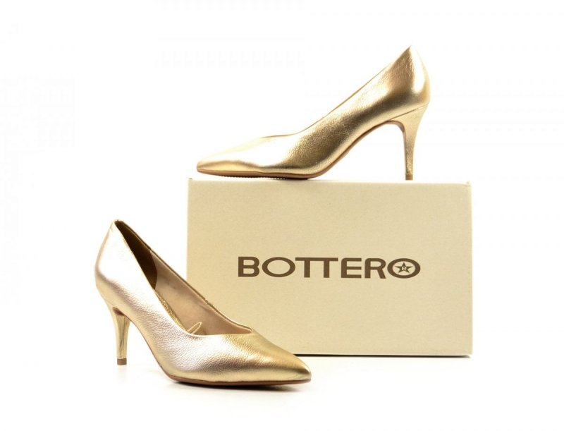 Czółenka 39 szpilki BOTTERO skóra złote skórzane 353721