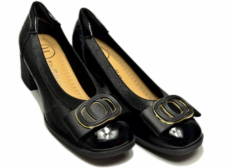 Czółenka czarne 37 skóra FILIPPO 6960 skórzane lakier półb