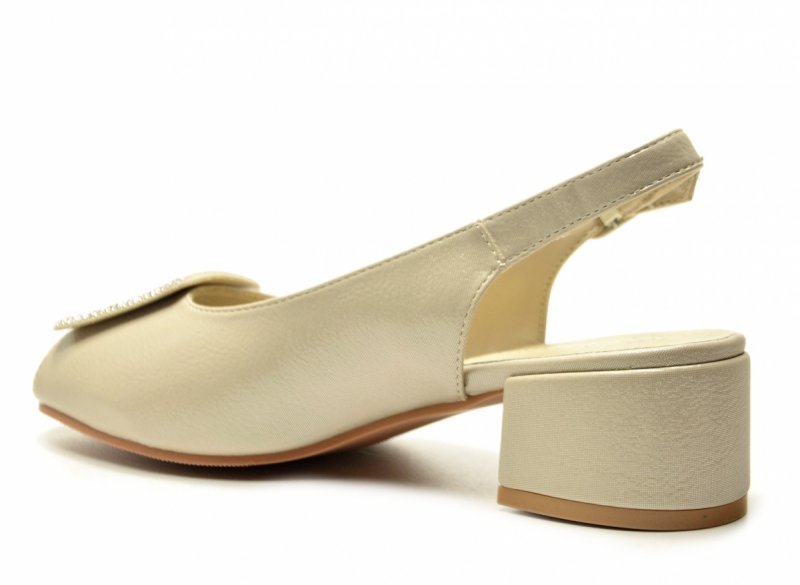 Sandałki damskie złote 37 na obcasie POTOCKI 12809 wizytowe czółenka