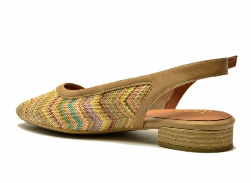 Sandały baleriny beż 37 kolorowe JANA 29464 bez pięty płaskie beżowe