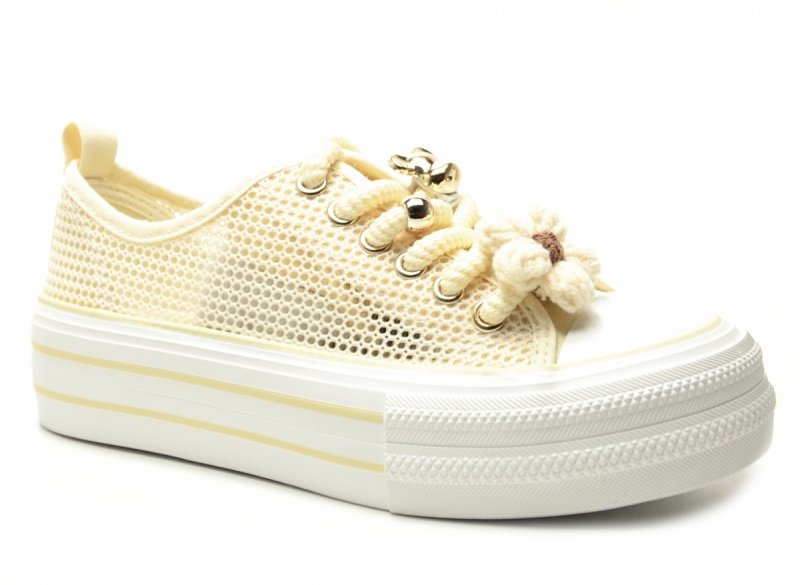 Trampki beżowe kremowe 38 FILIPPO 7855 ażurowane półbuty 