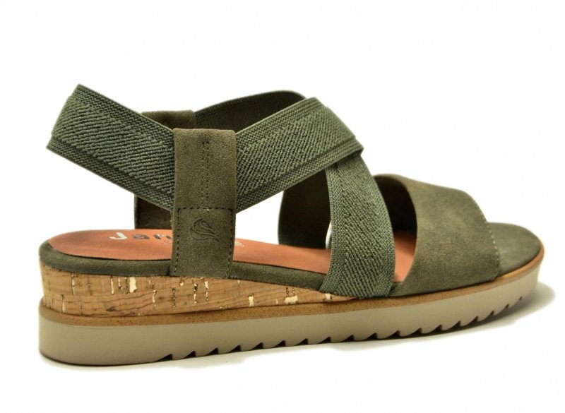 Sandały zielone oliwkowe 40 JANA 28764 na platformie koturnie 