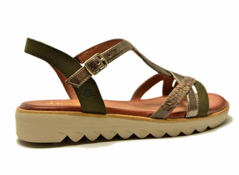 Sandały zielone 38 JANA 28278 sandałki złote płaskie oliwkowe
