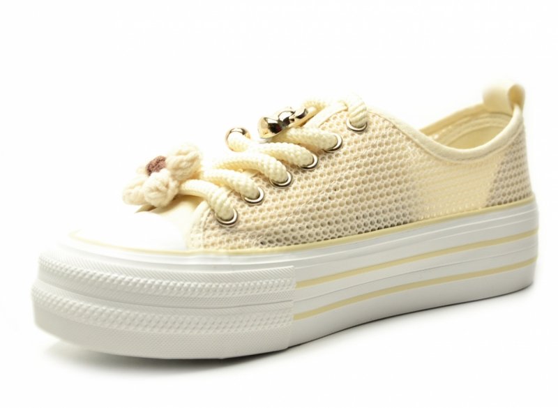 Trampki beżowe kremowe 39 FILIPPO 7855 ażurowane półbuty 