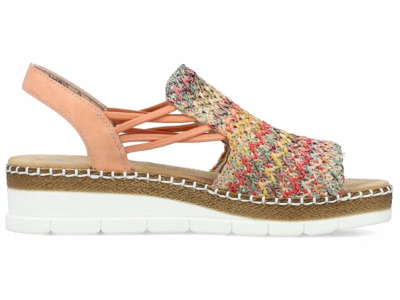 Sandałki damskie 38 RIEKER V1241 na koturnie platformie