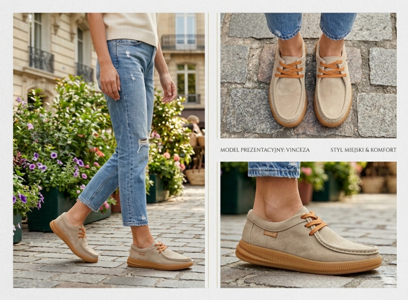 Półbuty 39 skóra VINCEZA 95391 beżowe skórzane zamsz beż