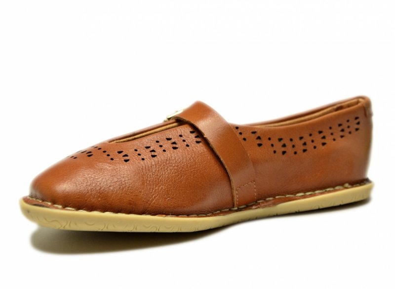 Półbuty damskie camel 40 skóra ANDACCO 6264 skórzane na pasek