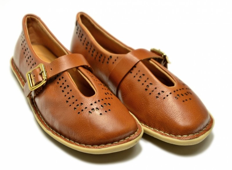 Półbuty damskie camel 39 skóra ANDACCO 6264 skórzane na pasek