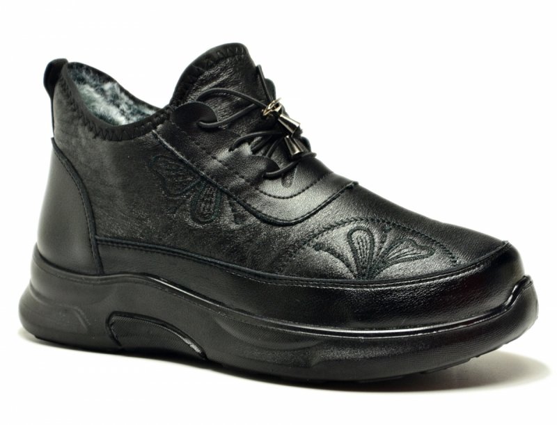 Botki półbuty 40 Potocki 16355 płaskie czarne ocieplane