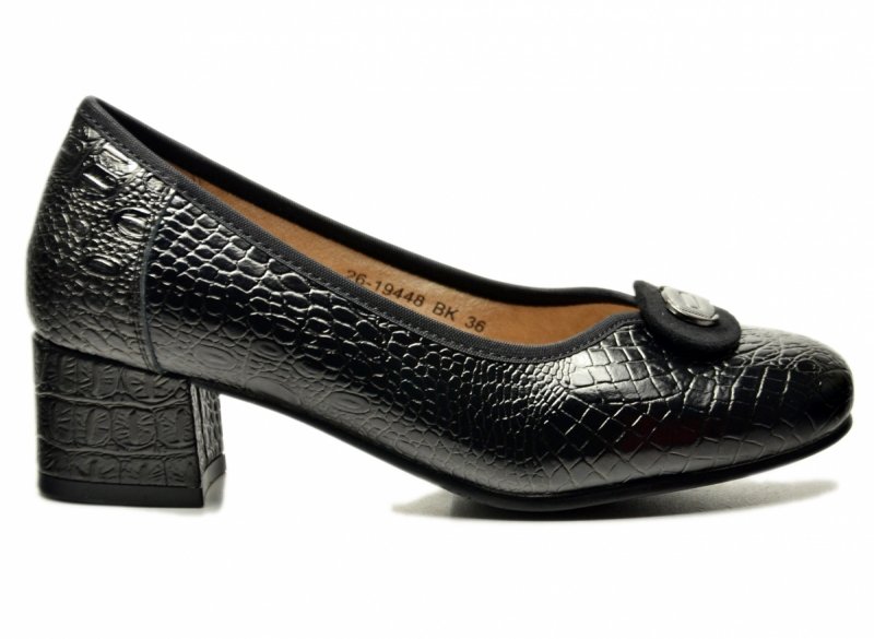 Czółenka czarne 40 skóra POTOCKI 19448 na obcasie skórzane damskie