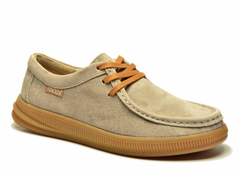 Półbuty 37 skóra VINCEZA 95391 beżowe skórzane zamsz beż