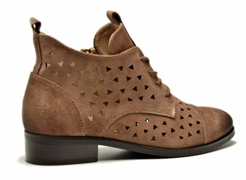 Botki 41 beżowe VINCEZA 58620 ażurowane zamsz beż damskie