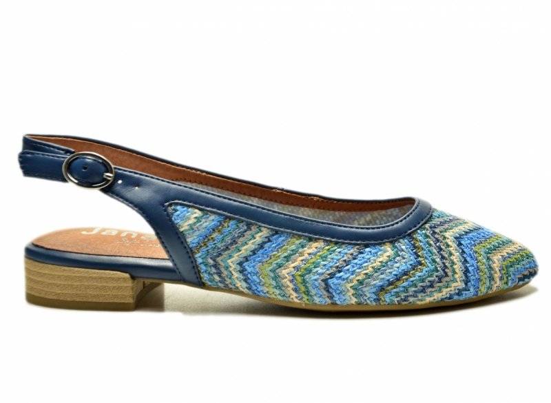 Sandały baleriny granatowe 37 kolorowe JANA 29464 niebieskie bez pięty płaskie 