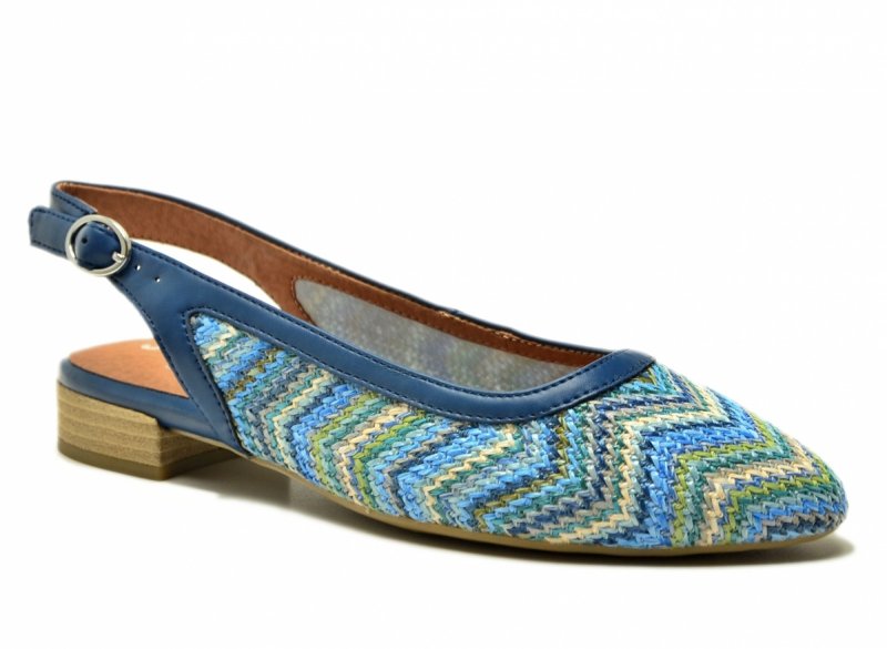 Sandały baleriny granatowe 38 kolorowe JANA 29464 niebieskie bez pięty płaskie 