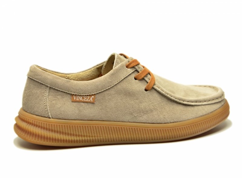 Półbuty 38 skóra VINCEZA 95391 beżowe skórzane zamsz beż