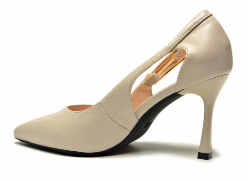 Czółenka szpilki szare 37 VINCEZA 62288 beżowe zimny beż