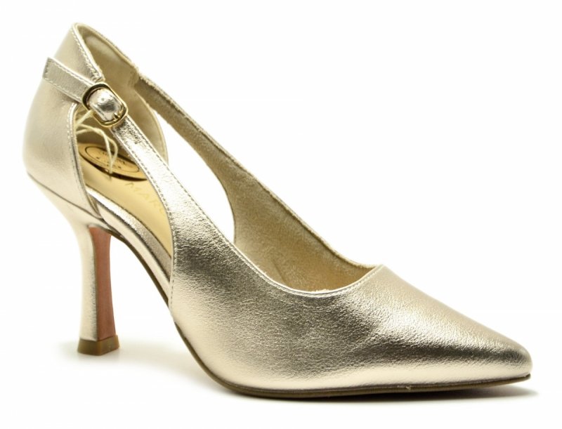 Czółenka 37 MARCO TOZZI szpilki 22427 platynowe złote 