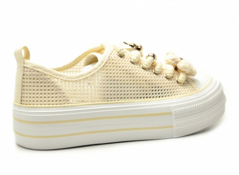 Trampki beżowe kremowe 41 FILIPPO 7855 ażurowane półbuty 