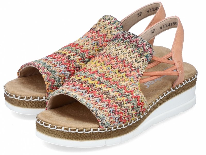 Sandałki damskie 40 RIEKER V1241 na koturnie platformie