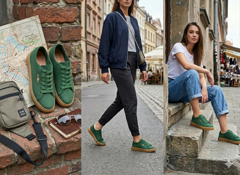 Półbuty sneakersy zielone 37 skóra FILIPPO 7666 skórzane zamsz ażurowane