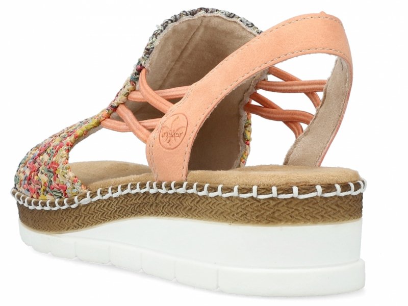Sandałki damskie 38 RIEKER V1241 na koturnie platformie