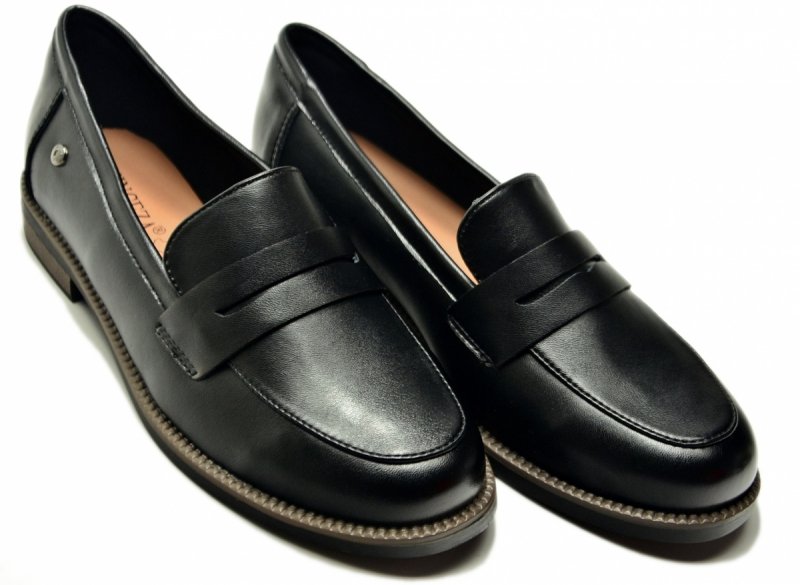 Mokasyny czarne skóra 39 półbuty VINCEZA 18131 skórzane damskie