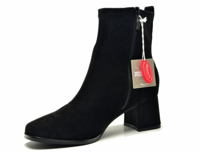 Botki 41 TAMARIS 85308 czarne zamsz na obcasie