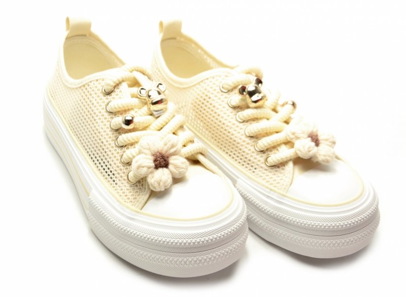 Trampki beżowe kremowe 41 FILIPPO 7855 ażurowane półbuty 