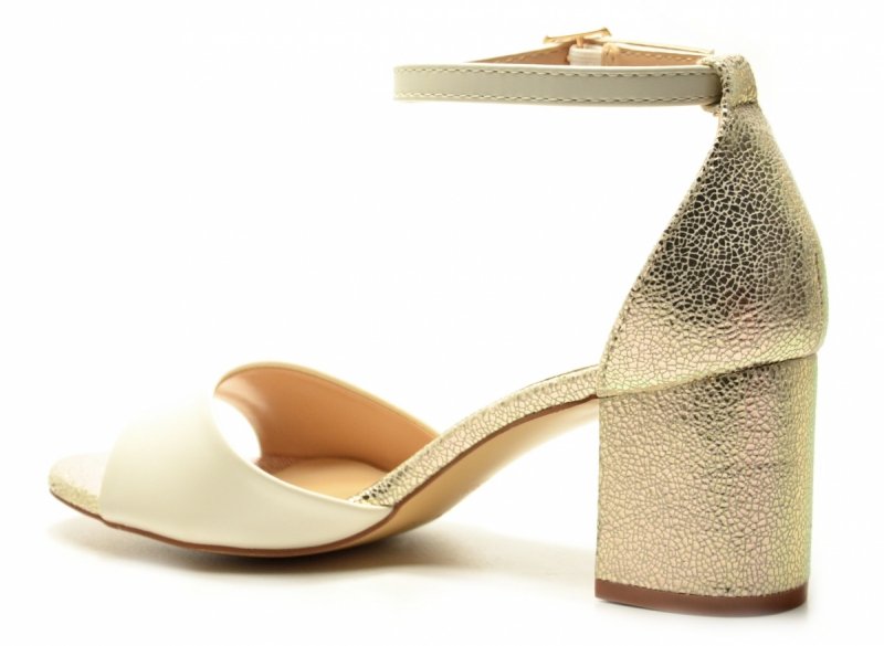 Sandałki damskie 40 złote beżowe na obcasie POTOCKI 20339