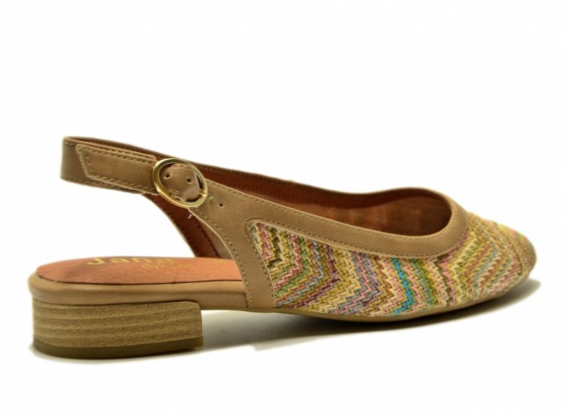 Sandały baleriny beż 37 kolorowe JANA 29464 bez pięty płaskie beżowe
