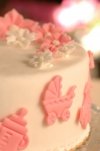 Dekoracja cukrowa na tort CHRZEST baby shower RÓŻOWY 8 x 4szt