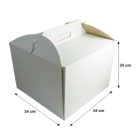 Pudełka kartonowe z rączką na wysoki tort 34x34X25 cm - 10szt 