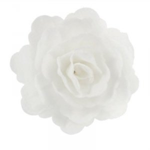 Róża chińska waflowa na tort duża (7cm) biała 15szt