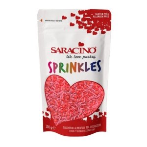 Posypka cukrowa LOVE&PEARLS Saracino  różowa czerwona pałeczki maczek mix 100g