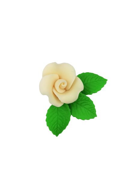 Róża mała z listkami - ecru 20 kompletów