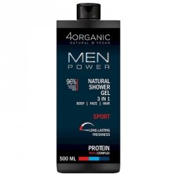 Naturalny żel pod prysznic 3w1, do twarzy, ciała i włosów, Sport, 4Organic, 500ml